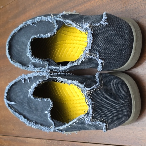 CROCS Frayed Edge Slip-On Shoes - Dark Gray Navy and Yellow Men's 8 Like New - Picture 4 of 6